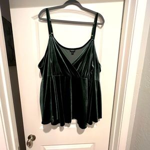 Torrid Forrest green velvet off shoulder blouse